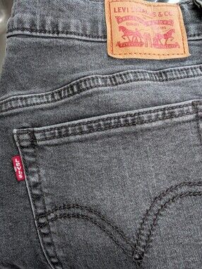 Levi's Gray Button Fly Washed Denim Jeans with Red Tab